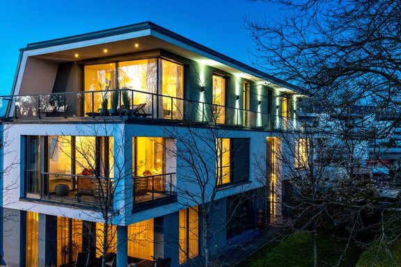 Roof terrace with evening sun