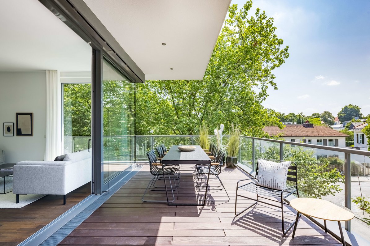 Sunny roof terrace with view