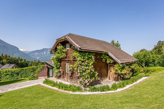 Guest house surrounded by roses