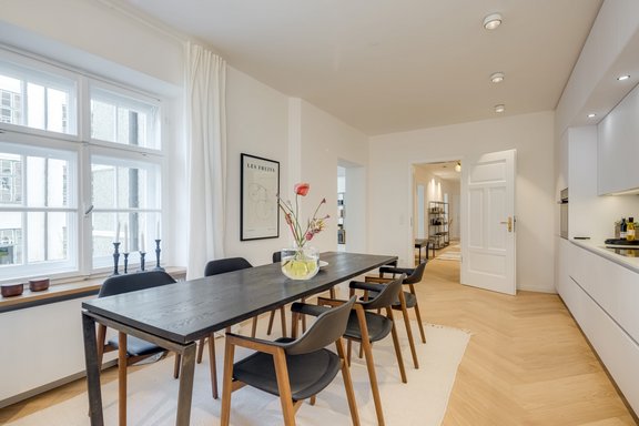 Spacious eat-in kitchen with room for a large table