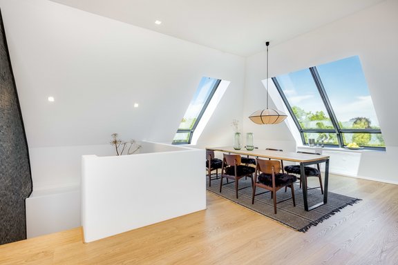 Dining area filled with lights