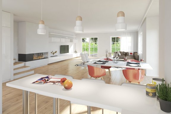 Spacious living and dining area (visualisation)