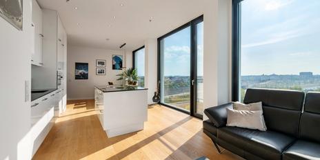 Exclusive city residence with panoramic views as far as the Alps and rooftop use in Friends Tower 2