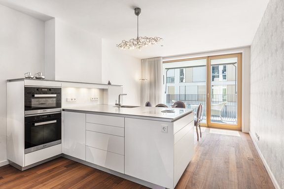 Kitchen with adjoining dining area with loggia