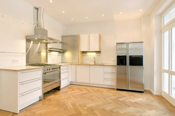 Kitchen with high quality kitchen equipment and terrace access
