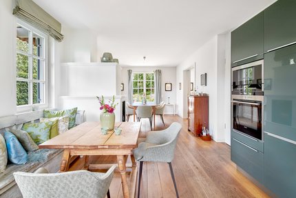 A wealth of light and spaciousness characterize the first floor of this country villa