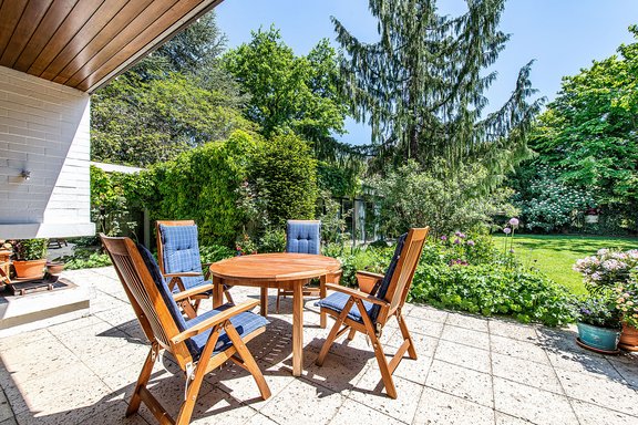Terrace with outdoor fireplace