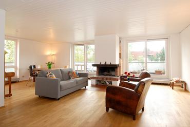 Spacious roof terrace apartment with open fireplace