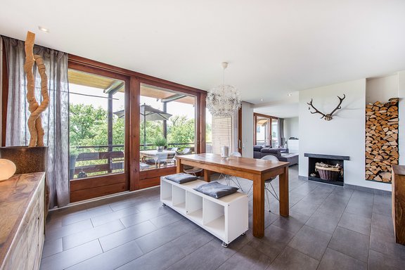 Spacious dining area with access to the balcony
