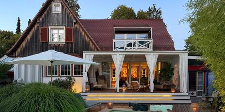 A historic gem from 1913 near Blutenburg, featuring a pool and an artist's studio