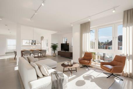 High quality renovated penthouse apartment with roof terrace in prime location