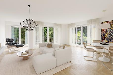 Living right by the park: light-filled 5-room apartment with four balconies