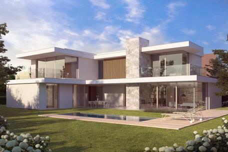 In a prime location in Gräfelfing: minimalist architect-designed villa under construction by Jacob & Spreng