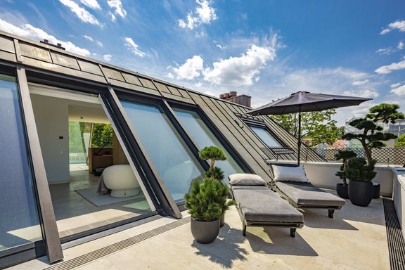 A variety of seating and lounging options on the terraces