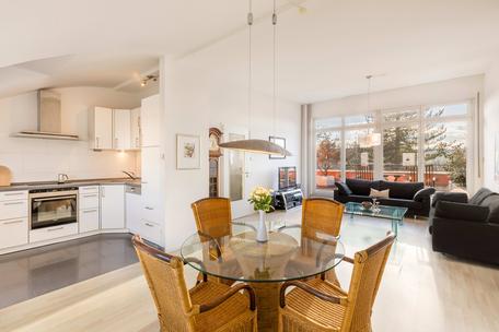 Light-filled penthouse apartment with spacious roof terrace near the Würm river