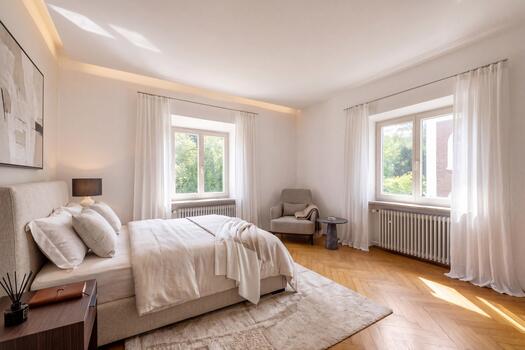 Three bedrooms on the upper floor (rendered)