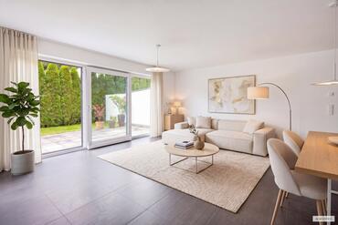 Sunny garden apartment on two levels