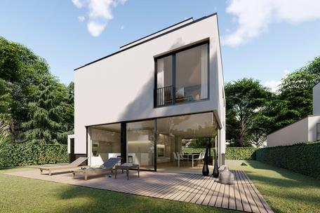 Neubau eines freistehenden Einfamilienhauses mit anspruchsvoller moderner Architektur in Villenlage