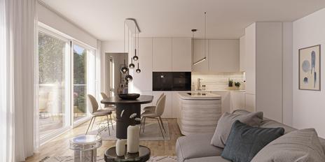 Neubau: Idealer Grundriss und Westausrichtung: Exklusive 3-Zimmer-Neubauwohnung mit Dachterrasse