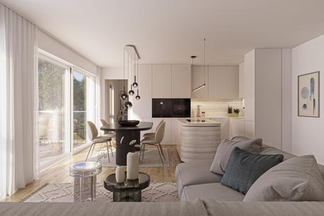 New build: Ideal floor plan and west-facing: Exclusive 3-room new-build apartment with roof terrace