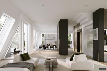 New Construction: A Rare Find in Herzogpark—5-Room Penthouse with a Rooftop Garden and Private Elevator Landing