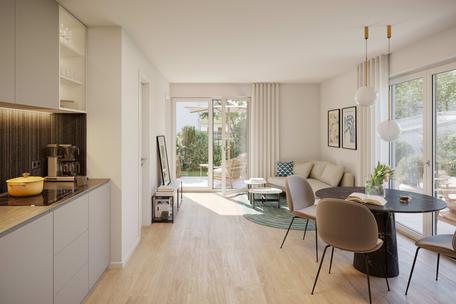 New build: Sunny 3-room garden apartment in an attractive, two-storey maisonette style