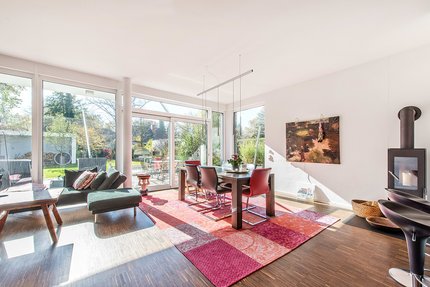 Dining area with fireplace