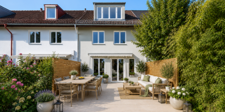 Stylish and move-in ready: 6-room townhouse in Gern with a south-facing garden and stunning views