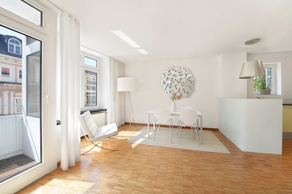 Living room with open kitchen