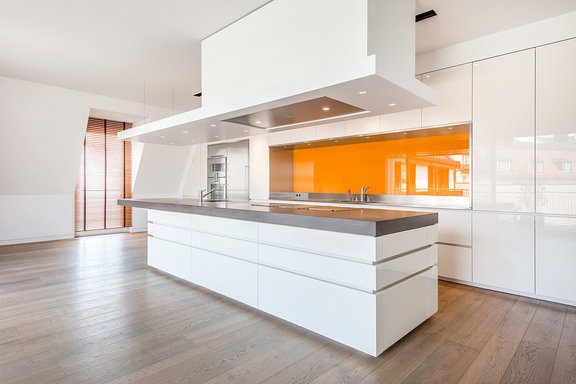 Luxury fitted kitchen with dumbwaiter to roof terrace