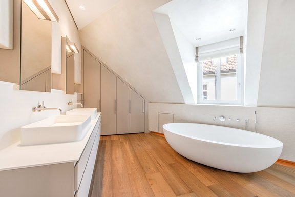 Luxurious master bath with freestanding tub