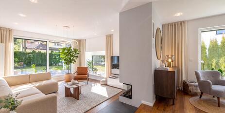 Modern single-family home with heat pump, four bedrooms, and sunny garden