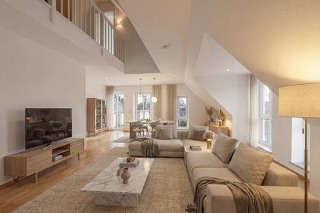 Living space on two levels: Light-filled 4-room maisonette apartment with two balconies