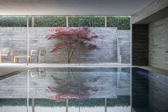 High-end swimming pool with atrium